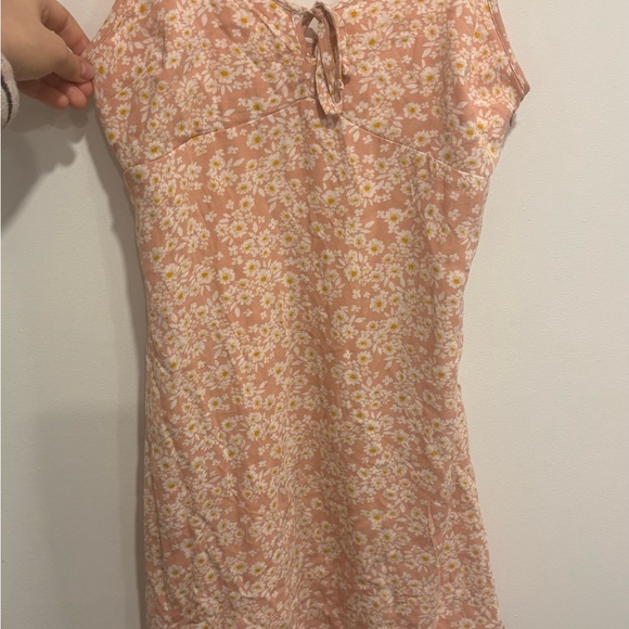 Hollister Floral Tie-Front Mini Dress XS Peach Daisy Print - Picture 2 of 7